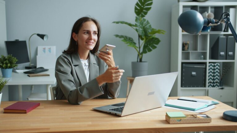 Female healthcare business owner working from a modern office
